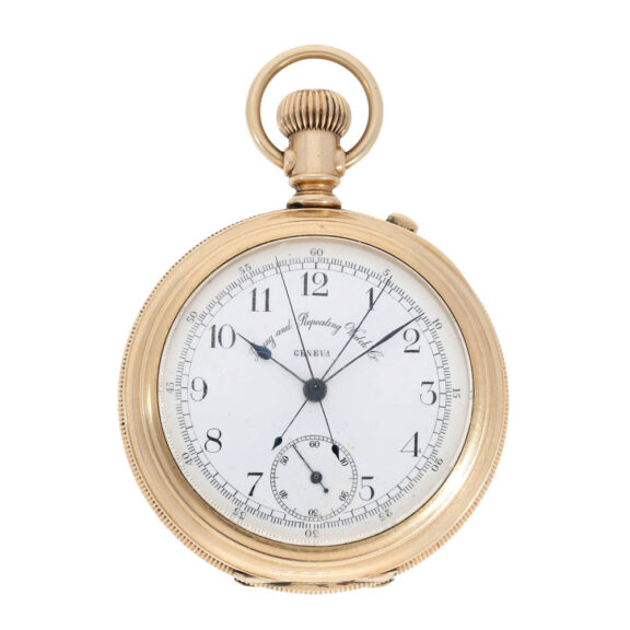 Swiss pink gold split seconds chronograph watch Circa 1890