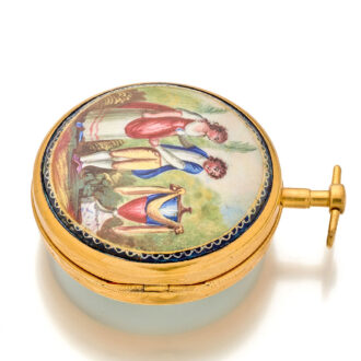 Swiss gilt-brass and enamel specially made watch Circa 1800 Swiss gilt-brass and enamel specially made watch Circa 1800