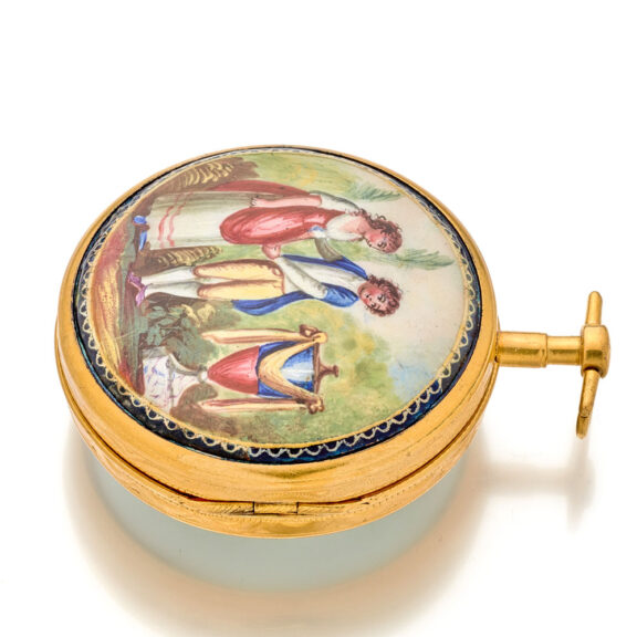 Swiss gilt-brass and enamel specially made watch Circa 1800 Swiss gilt-brass and enamel specially made watch Circa 1800