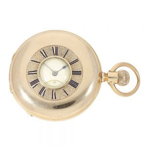 German pink gold half hunting cased pocket watch Circa 1878