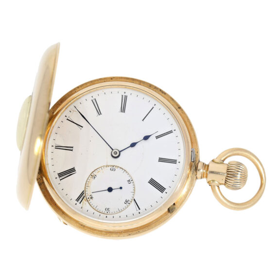 German pink gold half hunting cased pocket watch Circa 1878 German pink gold half hunting cased pocket watch Circa 1878