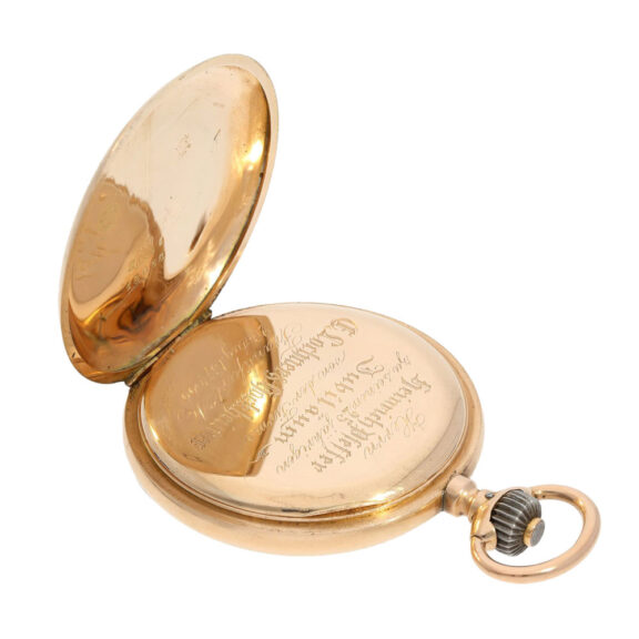 German 14k gold engine turned lever pocket watch Circa 1899 German 14k gold engine turned lever pocket watch Circa 1899