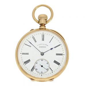 German 18k gold open faced lever pocket watch Circa 1882