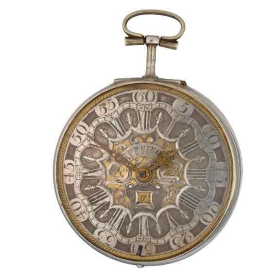 A Dutch verge watch with date and champleve dial Circa 1750 A Dutch verge watch with date and champleve dial Circa 1750