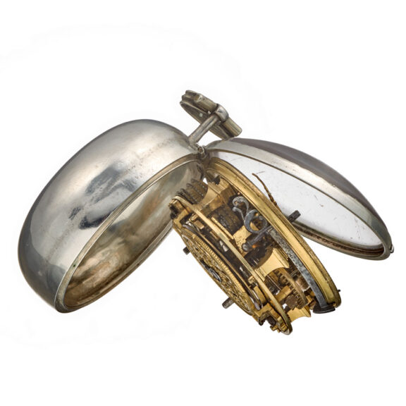 A Dutch verge watch with date and champleve dial Circa 1750 A Dutch verge watch with date and champleve dial Circa 1750