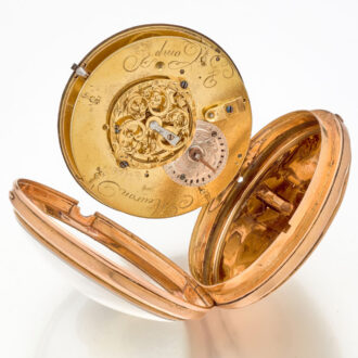 Swiss calendar verge with polychrome enamel dial Circa 1810 Swiss calendar verge with polychrome enamel dial Circa 1810