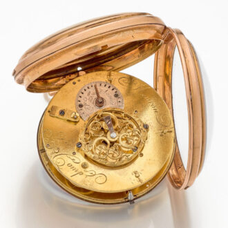 Swiss calendar verge with polychrome enamel dial Circa 1810 Swiss calendar verge with polychrome enamel dial Circa 1810