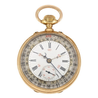 Rare German 18k gold watch with triple calendar Circa 1885