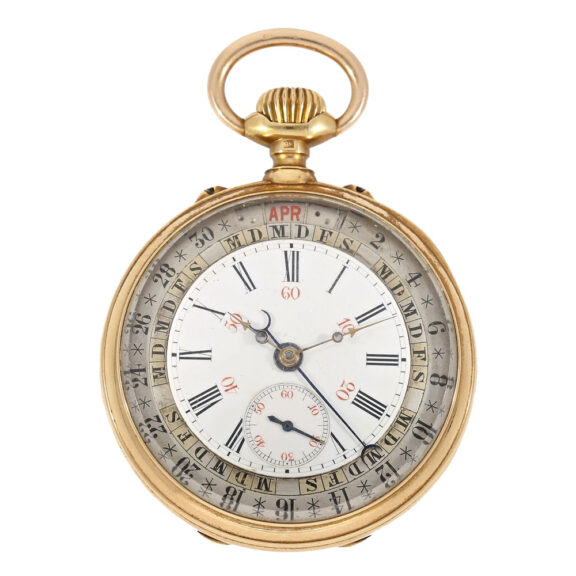 Rare German 18k gold watch with triple calendar Circa 1885