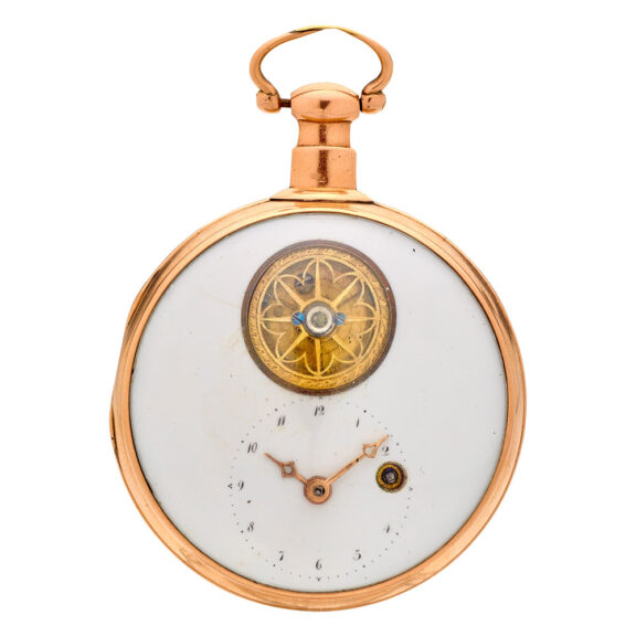 Rare 14K gold verge pocket watch with visible balance Circa 1810 Rare 14K gold verge pocket watch with visible balance Circa 1810