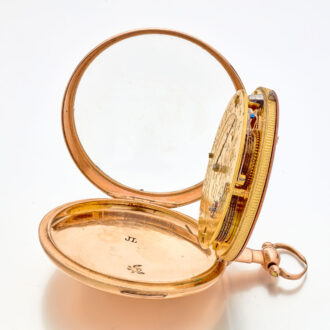 Rare 14K gold verge pocket watch with visible balance Circa 1810