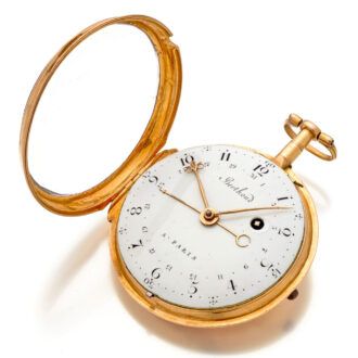 French 18 carat gold verge pocket watch with date Circa 1795