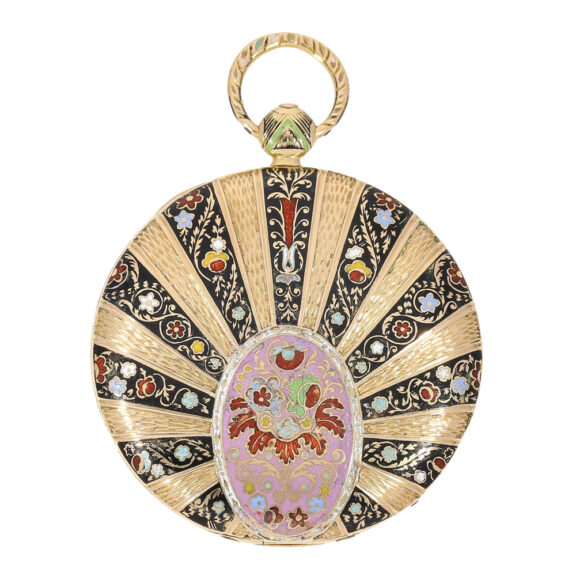 Swiss gold/enamel open faced cylinder watch Circa 1782 Swiss gold/enamel open faced cylinder watch Circa 1782