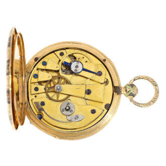 Swiss gold/enamel open faced cylinder watch Circa 1782