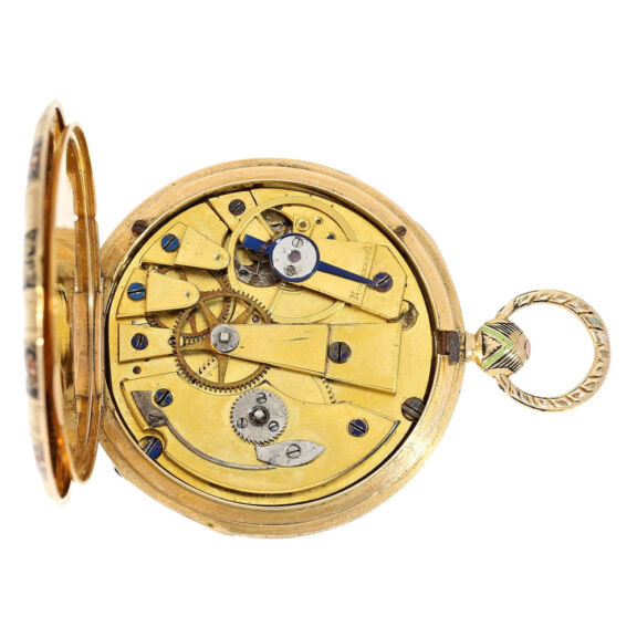 Swiss gold/enamel open faced cylinder watch Circa 1782 Swiss gold/enamel open faced cylinder watch Circa 1782
