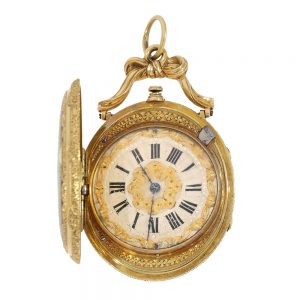 Swiss oval gold double sided enamel form watch Circa 1860