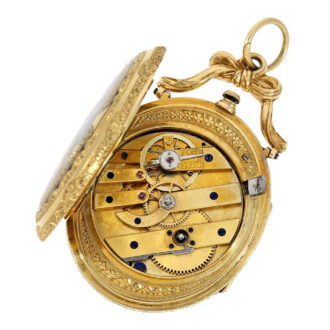 Swiss oval gold double sided enamel form watch Circa 1860