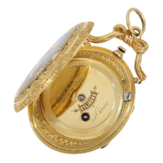 Swiss oval gold double sided enamel form watch Circa 1860