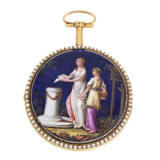 French gold verge with enamel painting scene Circa 1795