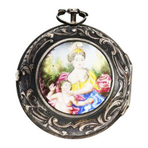 Large English Oignon with repoussé case Circa 1750