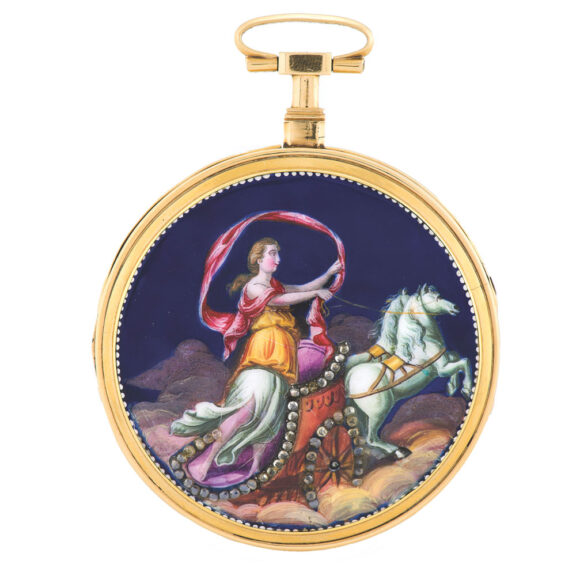 Swiss gold & enamel paste set watch ‘aurora’ Circa 1800 Swiss gold & enamel paste set watch ‘aurora’ Circa 1800
