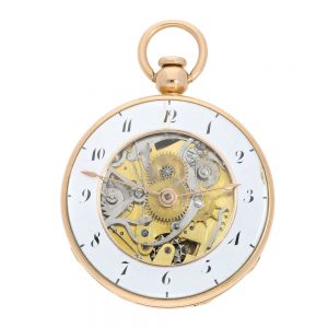 French gold quarter repeater with skeletonized dial Circa 1810