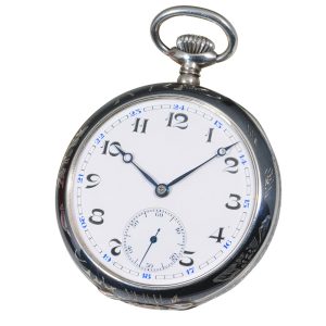 Swiss decorative silver open faced pocket watch Circa 1905