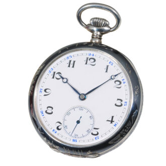 Swiss decorative silver open faced pocket watch Circa 1905