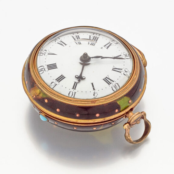 English gilt-copper verge in tortoiseshell pair cases Circa 1760 English gilt-copper verge in tortoiseshell pair cases Circa 1760