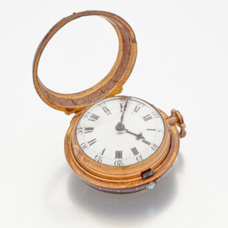 English gilt-copper verge in tortoiseshell pair cases Circa 1760
