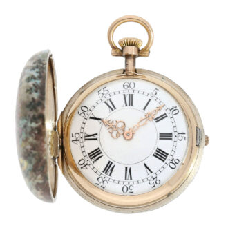 Unique Swiss 18k gold watch with enamel painting Circa 1887 Unique Swiss 18k gold watch with enamel painting Circa 1887