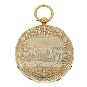 Swiss gold repeater with historical military scene Circa 1846