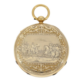 Swiss gold repeater with historical military scene Circa 1846