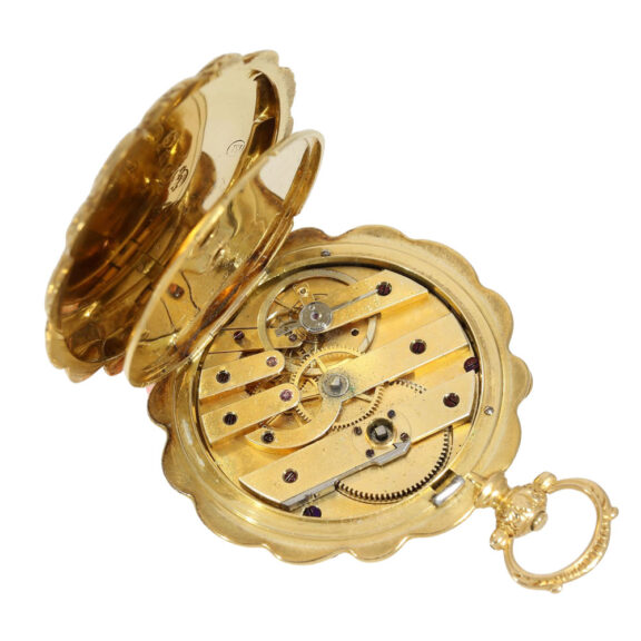 Swiss 18k gold lady's watch with curved case Circa 1840 Swiss 18k gold lady's watch with curved case Circa 1840