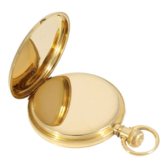 Swiss 18k gold open faced watch in original box Circa 1905 Swiss 18k gold open faced watch in original box Circa 1905