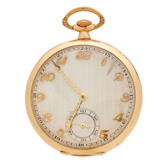 Swiss 14 carat gold keyless wind Art Deco watch Circa 1930