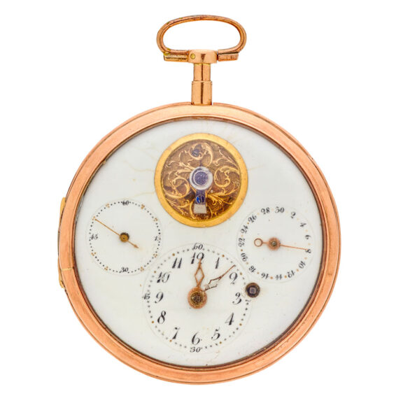 Rare 8K gold date watch with visible balance Circa 1800 Rare 8K gold date watch with visible balance Circa 1800