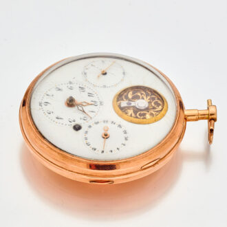 Rare 8K gold date watch with visible balance Circa 1800
