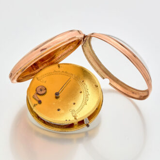 Rare 8K gold date watch with visible balance Circa 1800