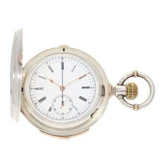 Swiss silver minute repeating watch with chronograph Circa 1880