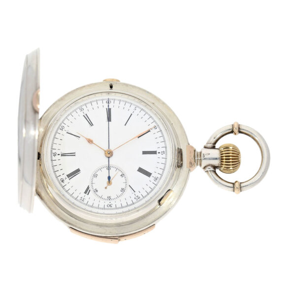 Swiss silver minute repeating watch with chronograph Circa 1880