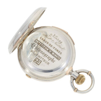 Swiss silver minute repeating watch with chronograph Circa 1880