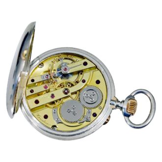 French silver deck watch with original box Circa 1900.