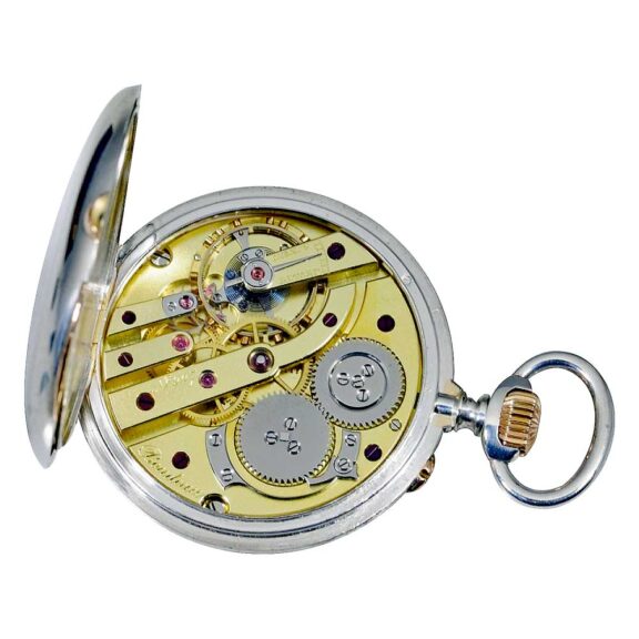 French silver deck watch with original box Circa 1900. French silver deck watch with original box Circa 1900.