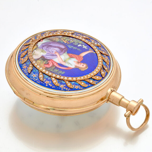 Beautifully decorated gold French virgule watch Circa 1790 Beautifully decorated gold French virgule watch Circa 1790