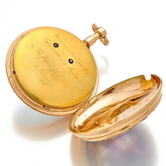 Beautifully decorated gold French virgule watch Circa 1790 Beautifully decorated gold French virgule watch Circa 1790