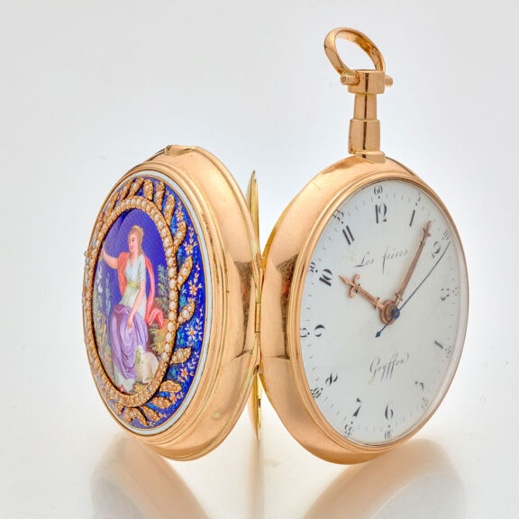Beautifully decorated gold French virgule watch Circa 1790 Beautifully decorated gold French virgule watch Circa 1790