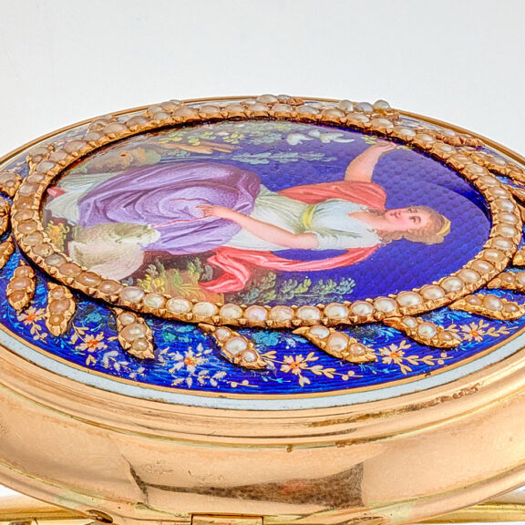 Beautifully decorated gold French virgule watch Circa 1790 Beautifully decorated gold French virgule watch Circa 1790