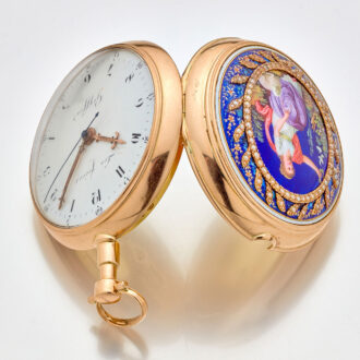 Beautifully decorated gold French virgule watch Circa 1790
