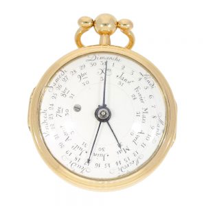French gold astronomical verge with double-sided dial Circa 1780